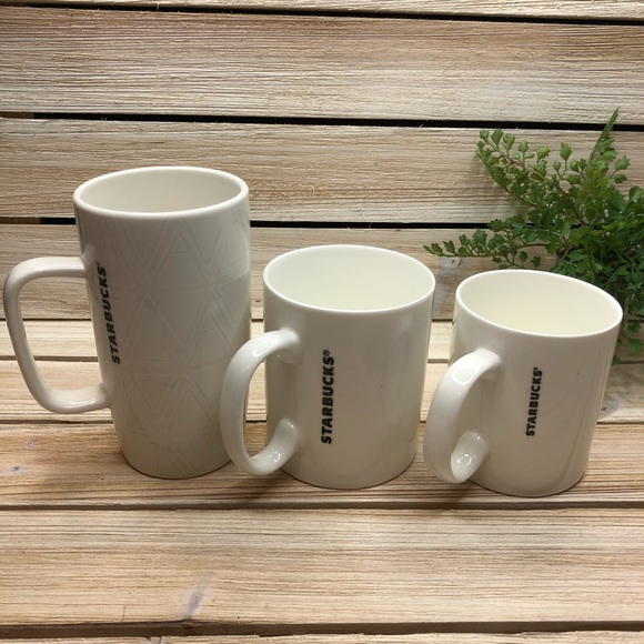 Set of 3 white Starbucks mugs - Picture 10 of 11